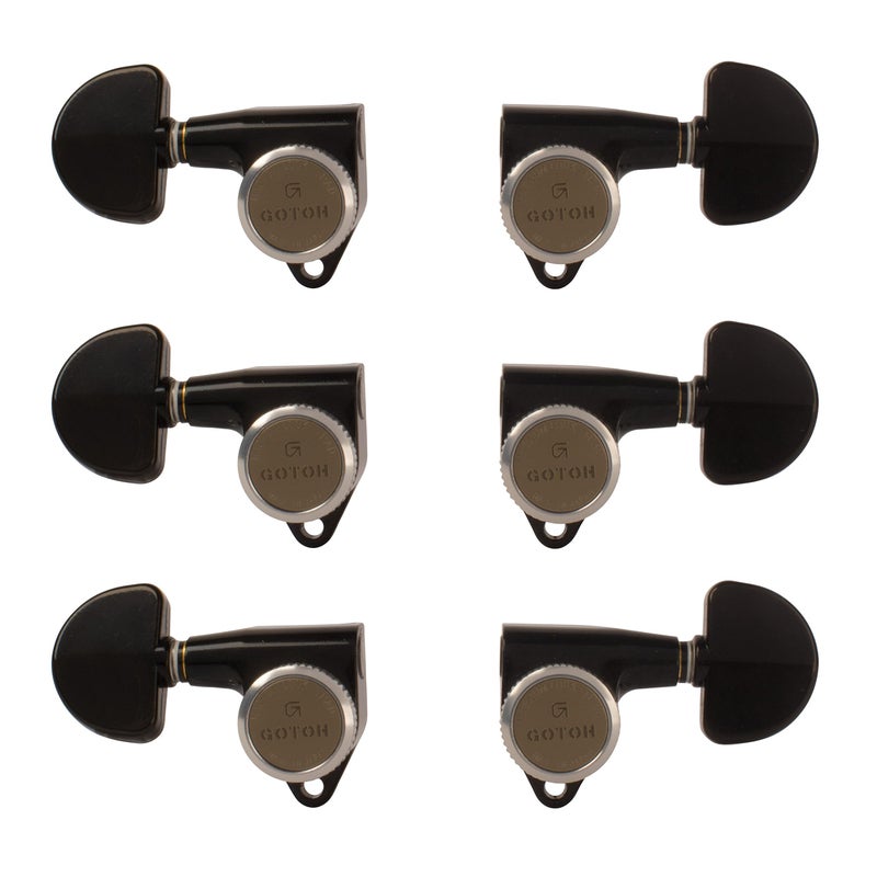 Gotoh Magnum Lock-Trad 3+3 Guitar Tuners, Black